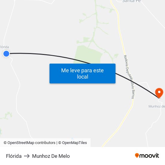 Flórida to Munhoz De Melo map