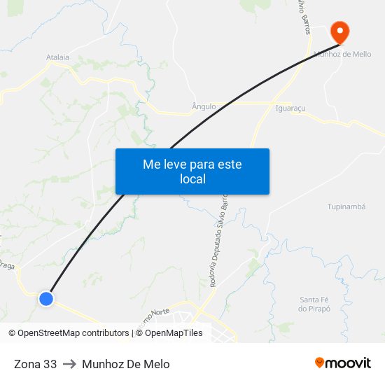 Zona 33 to Munhoz De Melo map