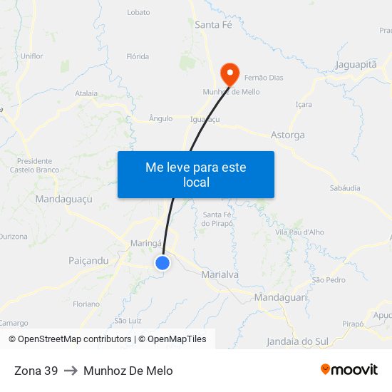 Zona 39 to Munhoz De Melo map