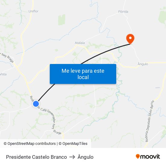 Presidente Castelo Branco to Ângulo map