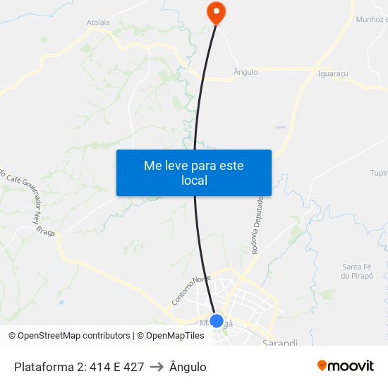 Plataforma 2: 414 E 427 to Ângulo map