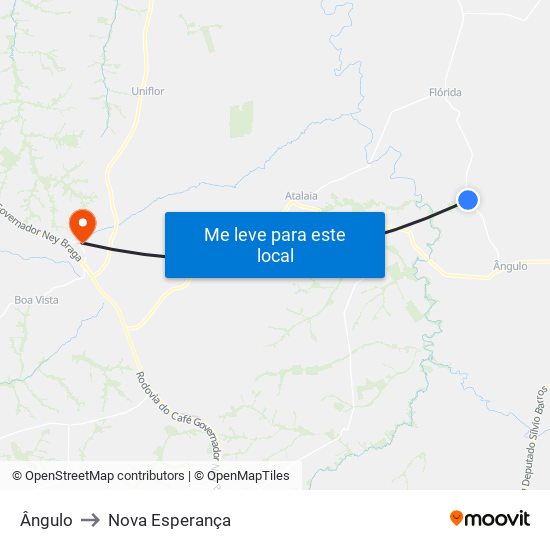 Ângulo to Nova Esperança map