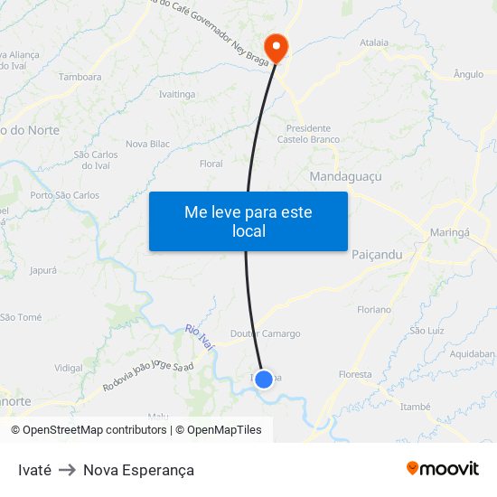 Ivaté to Nova Esperança map