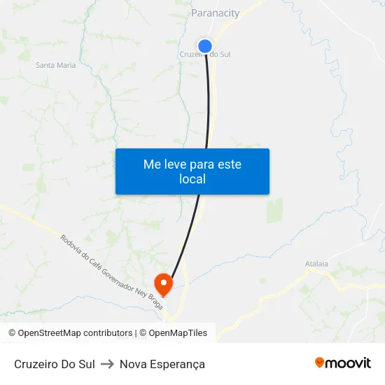 Cruzeiro Do Sul to Nova Esperança map