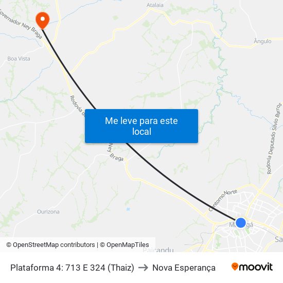 Plataforma 4:  713 E 324 (Thaiz) to Nova Esperança map