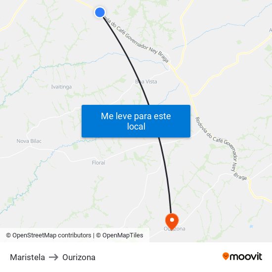 Maristela to Ourizona map