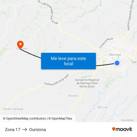 Zona 17 to Ourizona map