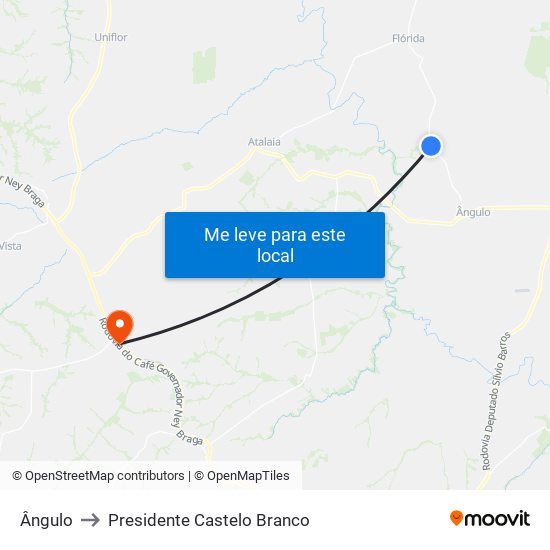 Ângulo to Presidente Castelo Branco map