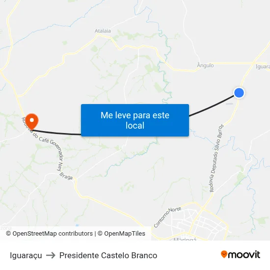 Iguaraçu to Presidente Castelo Branco map