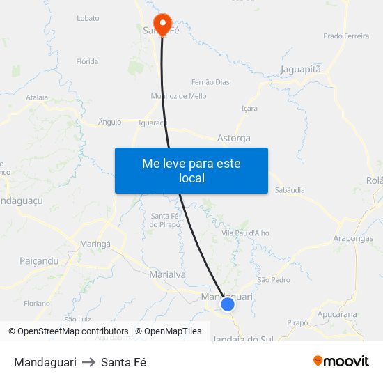 Mandaguari to Santa Fé map