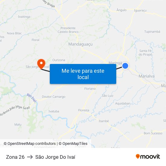 Zona 26 to São Jorge Do Ivaí map