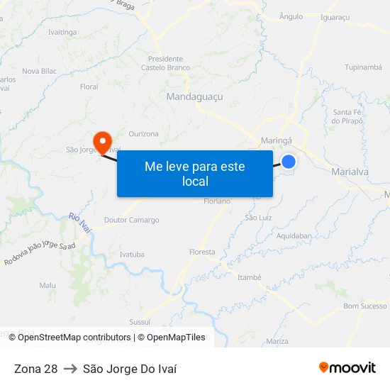 Zona 28 to São Jorge Do Ivaí map