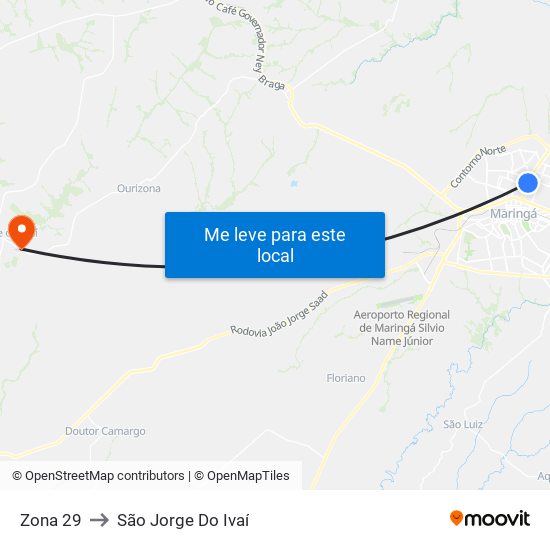 Zona 29 to São Jorge Do Ivaí map