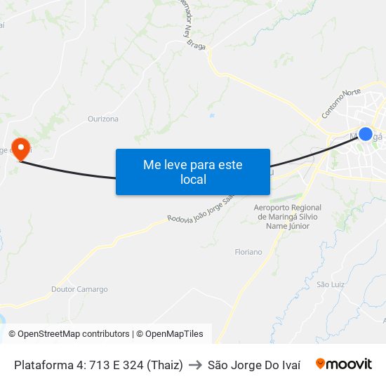 Plataforma 4:  713 E 324 (Thaiz) to São Jorge Do Ivaí map
