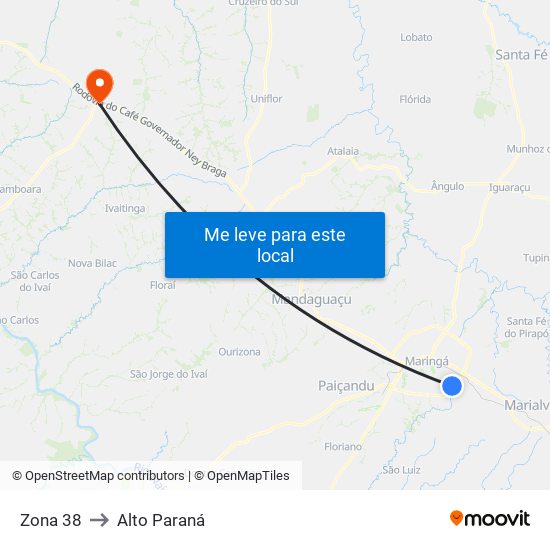 Zona 38 to Alto Paraná map