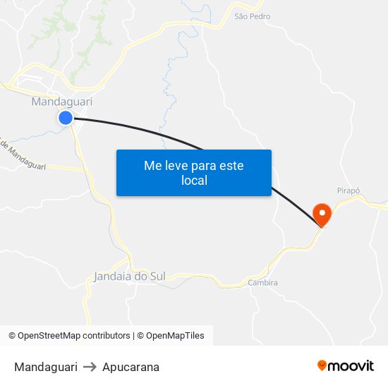 Mandaguari to Apucarana map