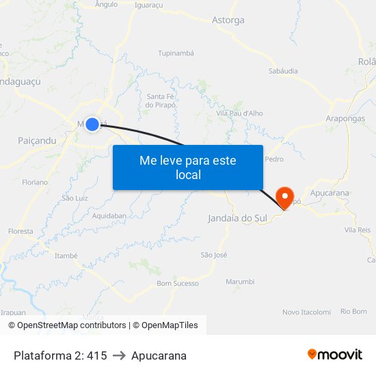Plataforma 2: 415 to Apucarana map