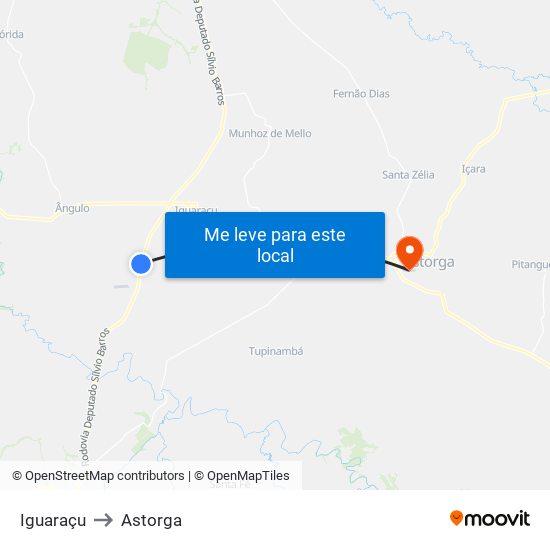 Iguaraçu to Astorga map
