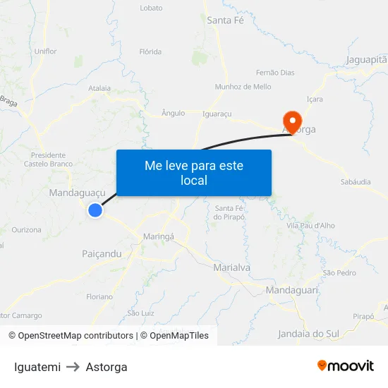 Iguatemi to Astorga map