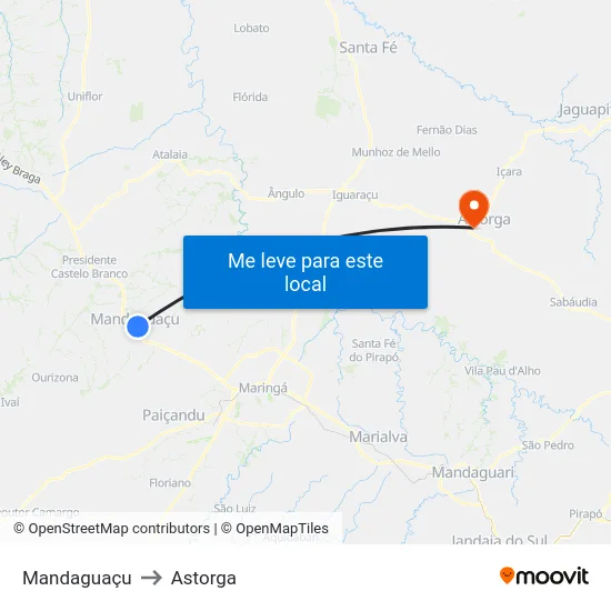 Mandaguaçu to Astorga map