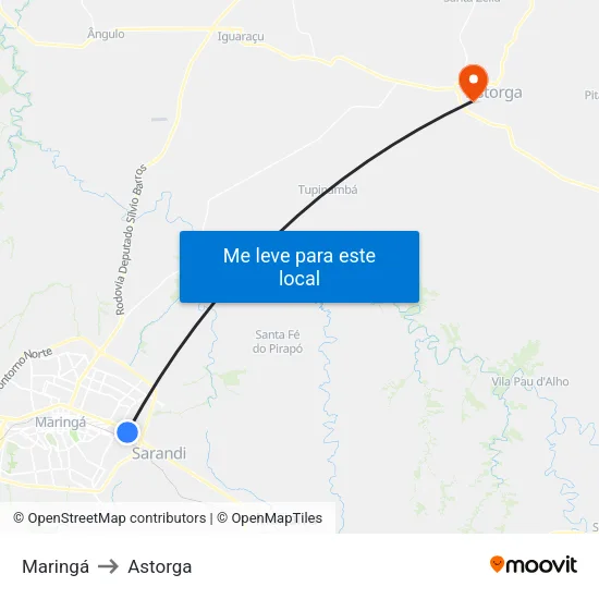 Maringá to Astorga map