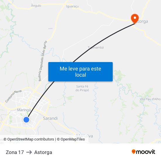 Zona 17 to Astorga map