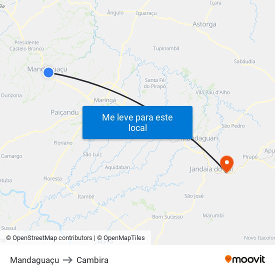 Mandaguaçu to Cambira map