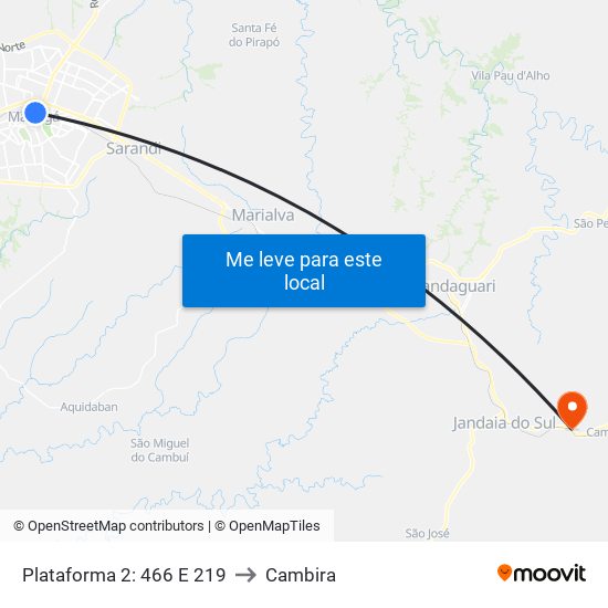 Plataforma 2: 466 E 219 to Cambira map