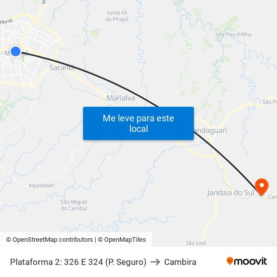 Plataforma 2: 326 E 324 (P. Seguro) to Cambira map