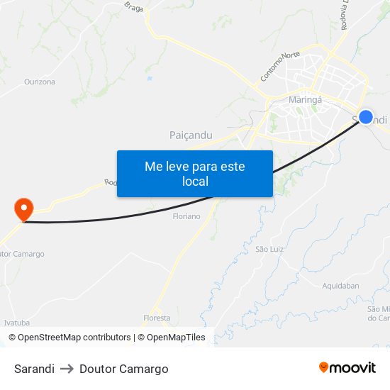 Sarandi to Doutor Camargo map