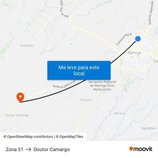 Zona 31 to Doutor Camargo map