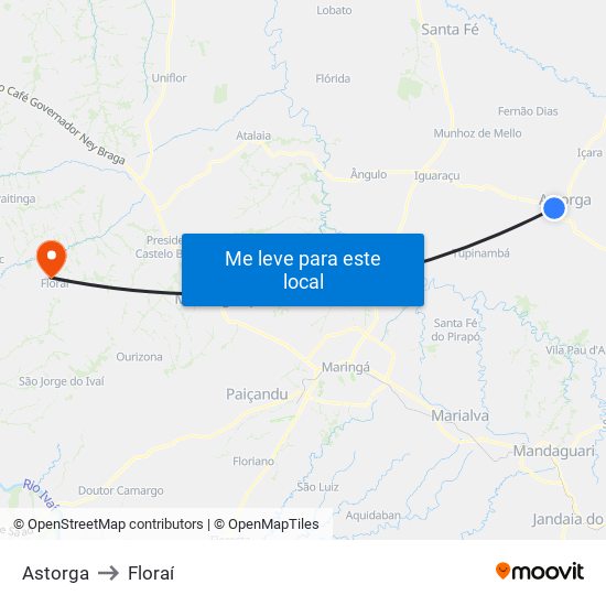 Astorga to Floraí map