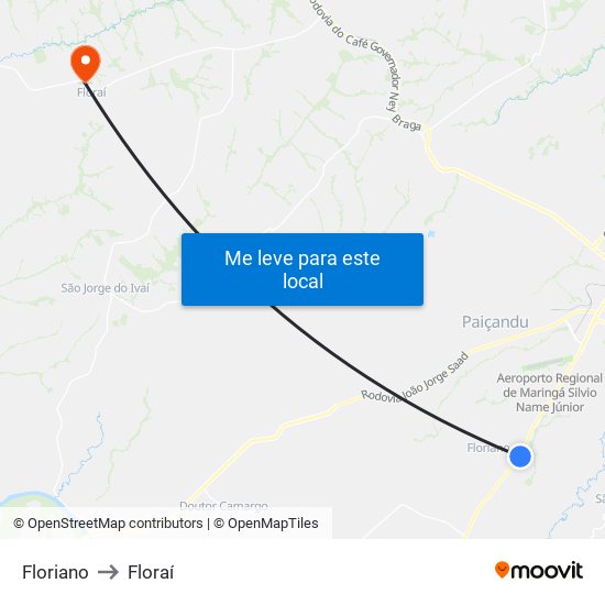 Floriano to Floraí map