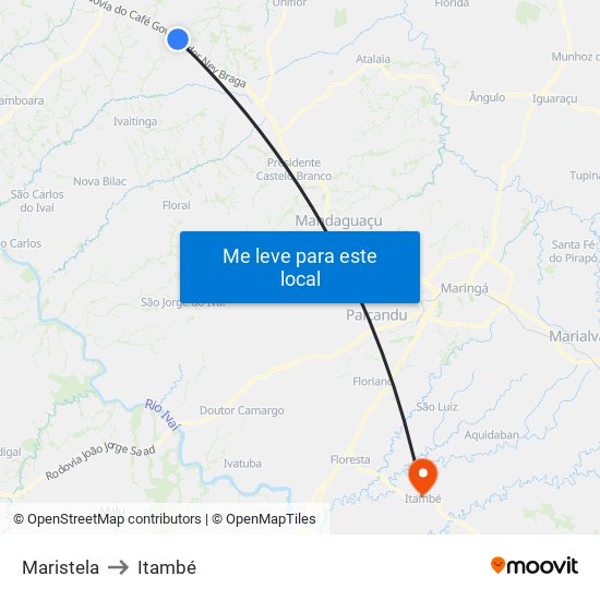 Maristela to Itambé map