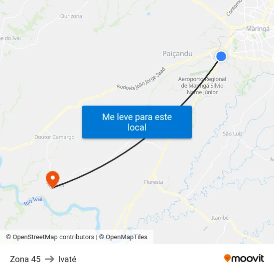 Zona 45 to Ivaté map