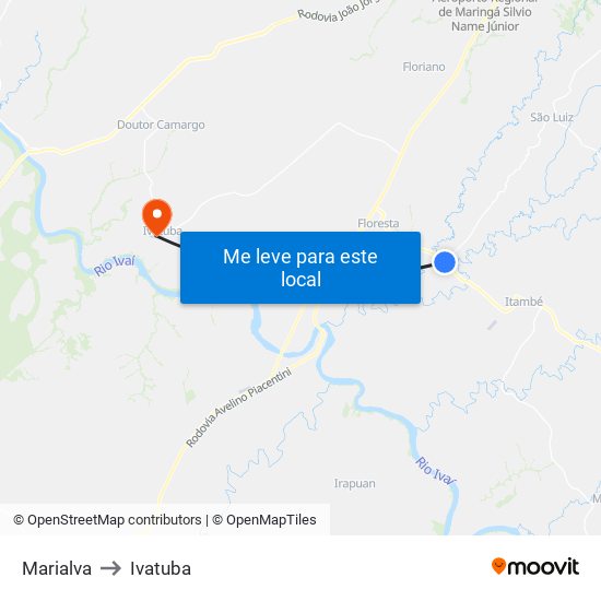 Marialva to Ivatuba map