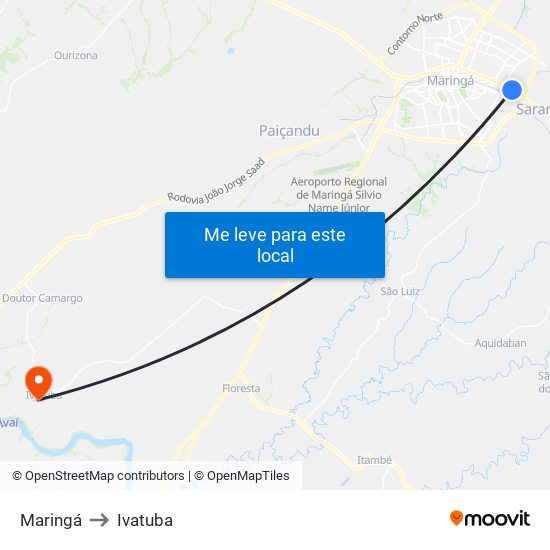 Maringá to Ivatuba map