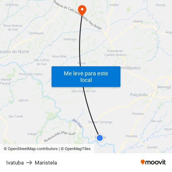 Ivatuba to Maristela map