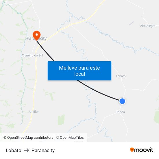 Lobato to Paranacity map