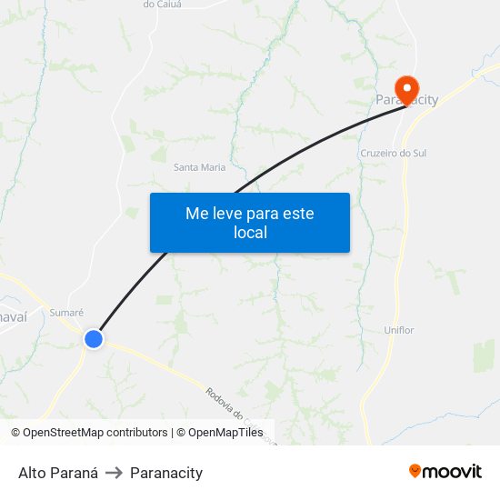 Alto Paraná to Paranacity map