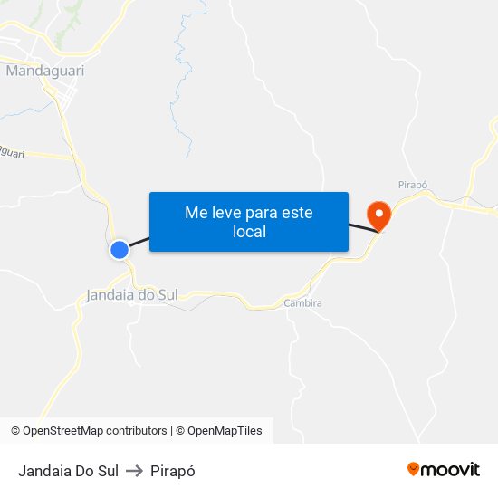 Jandaia Do Sul to Pirapó map