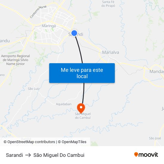 Sarandi to São Miguel Do Cambui map