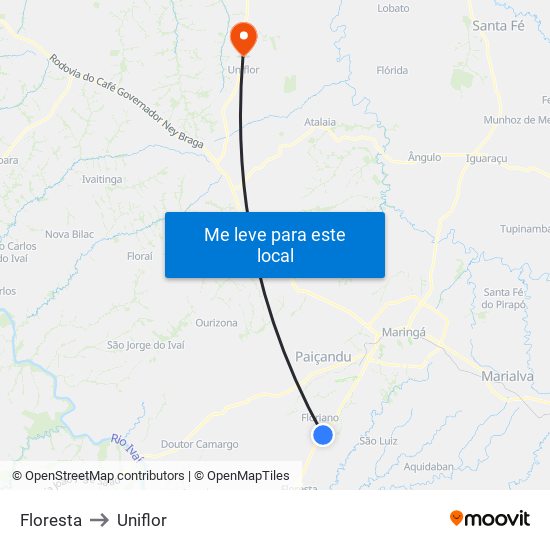 Floresta to Uniflor map