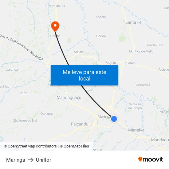 Maringá to Uniflor map
