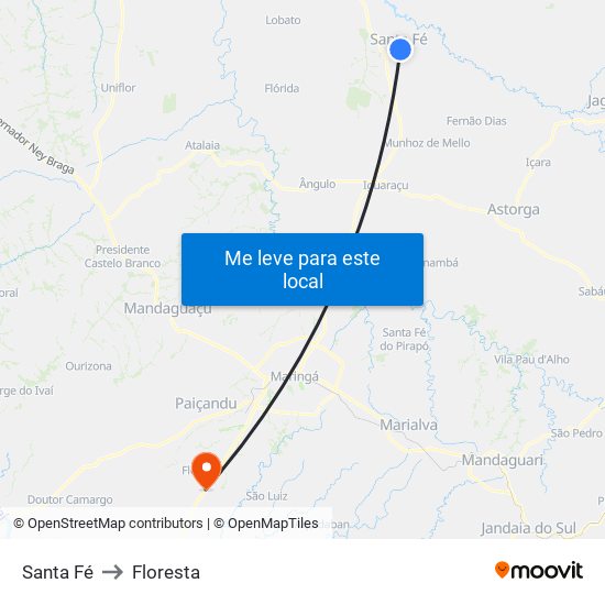 Santa Fé to Floresta map