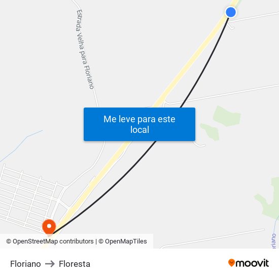 Floriano to Floresta map