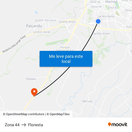 Zona 44 to Floresta map