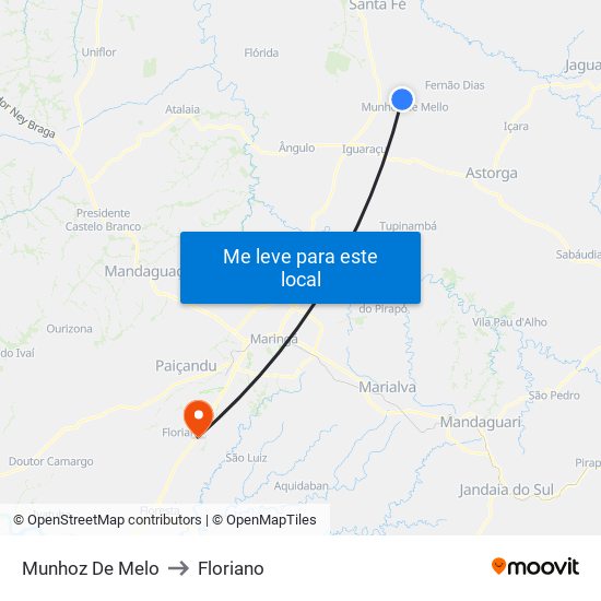 Munhoz De Melo to Floriano map