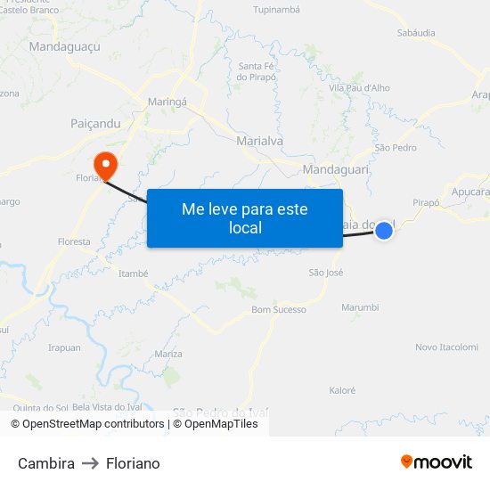 Cambira to Floriano map
