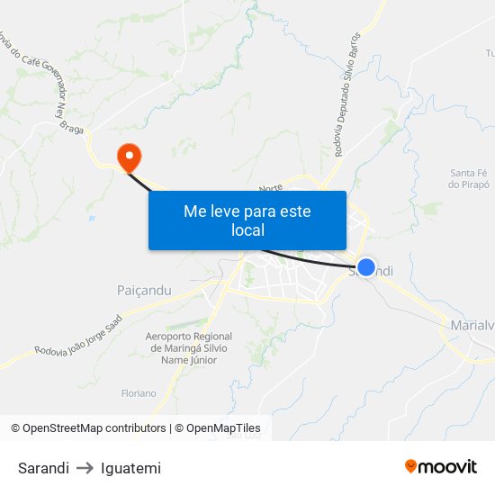 Sarandi to Iguatemi map